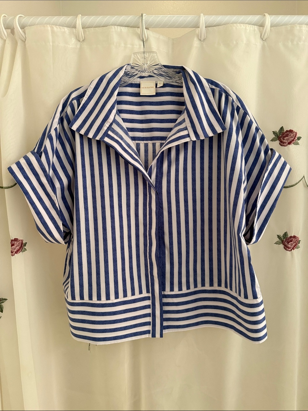 Zac & Rachel Blue and White Striped Short-Sleeve Top